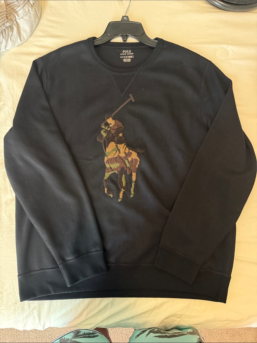 Polo by Ralph Lauren Black Crewneck Sweatshirt with Multicolor Polo Player